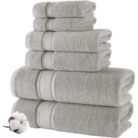 Luxury Linen - Hotel Quality Turkish Towel Set for Bathroom (6 Pcs Towel Set)